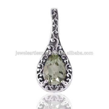 Grüne Amethyst 925 Solide Silber Anhänger Schmuck